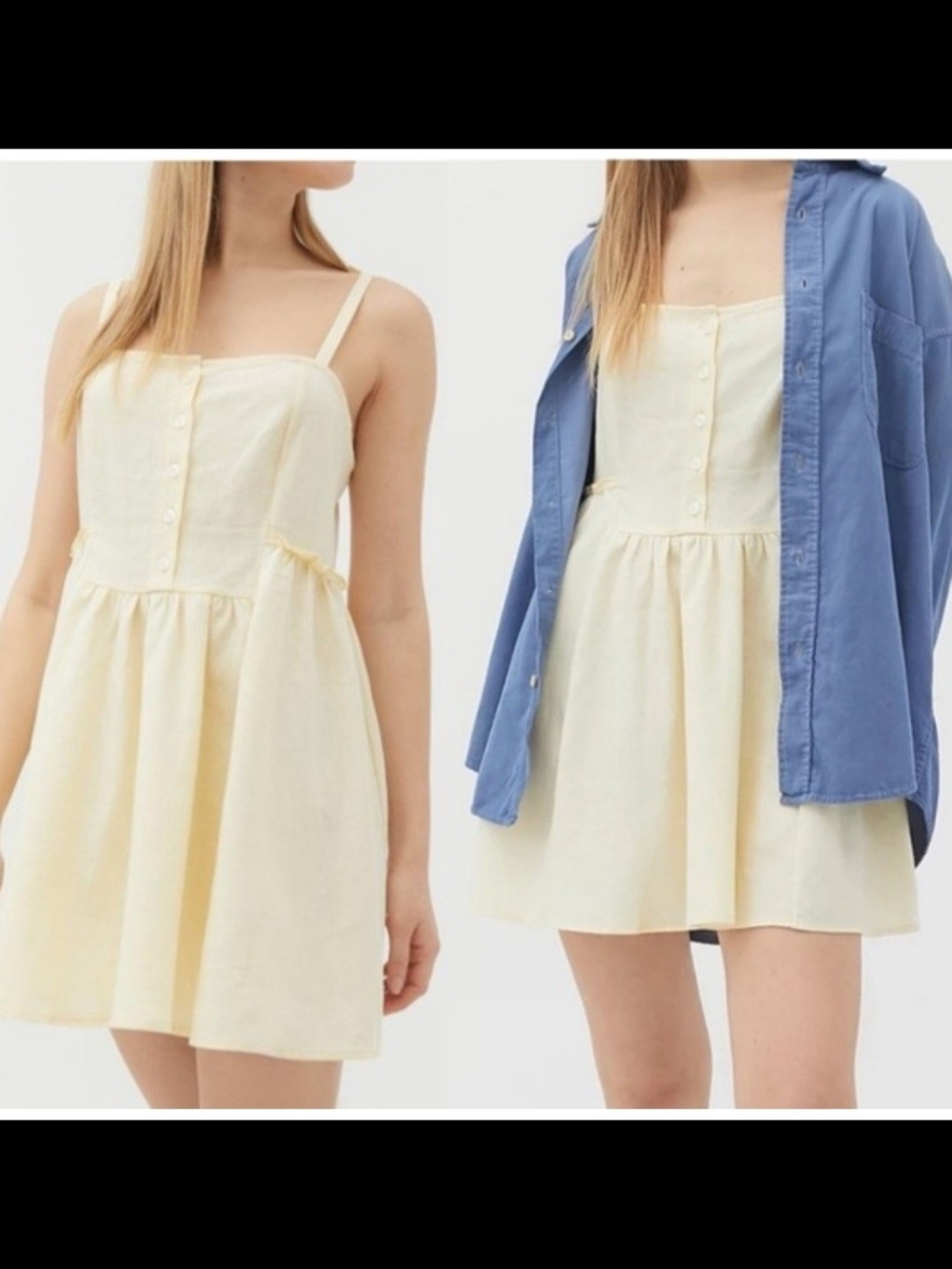 NWT Urban Renewal Remnants Linen Button-Front Mini Dress - Cream / Small Summer